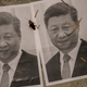 Posters of Xi Jinping seen during a rally to support imprisoned Uyghurs at the Chinese University of Hong Kong on September 25, 2019 in Hong Kong.